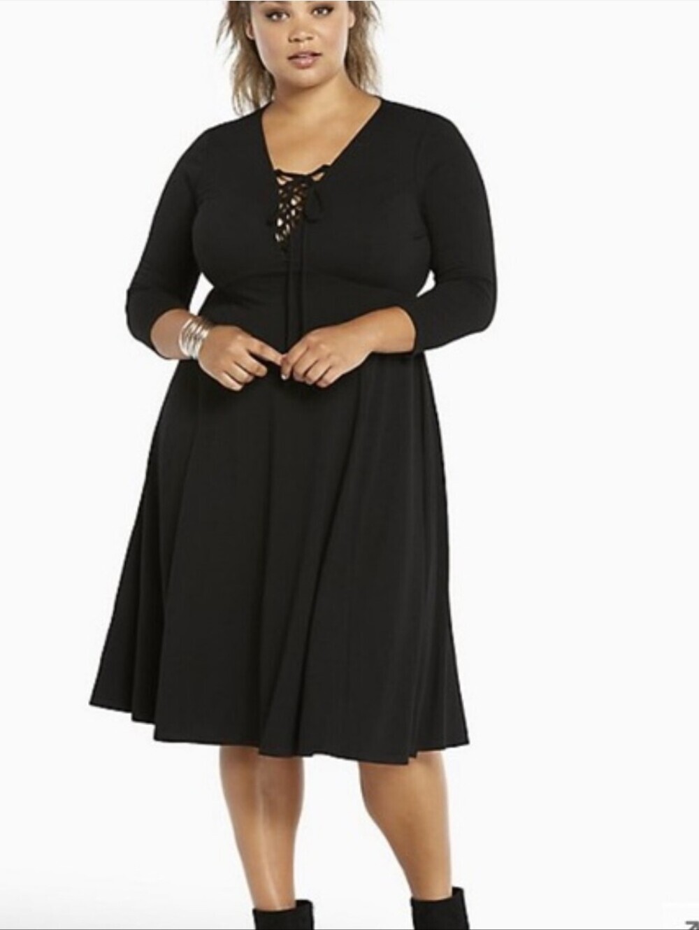 Torrid Black Lace Up Jersey Midi Dress NWT NEW GOTH Size 10